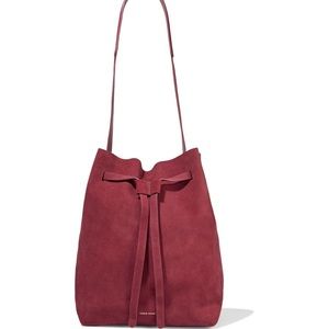 Mansur Gavriel Large Suede Bucket Bag in Maroon